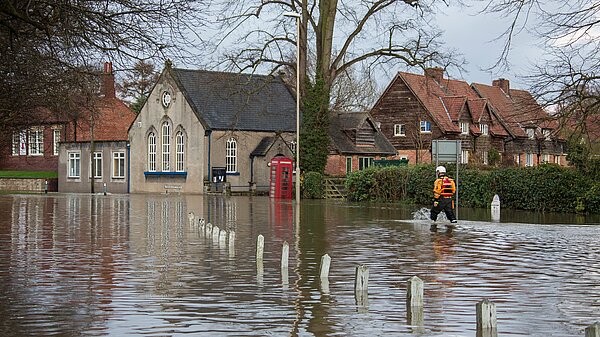 Flooding in a village