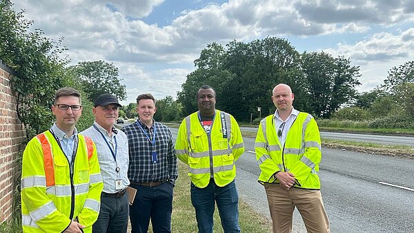 Cameron Thomas MP and Cllr Richard Stanley with road safety officers